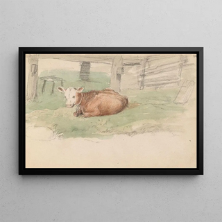 Adolph Tidemand - Liggende kalv.webp