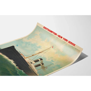 Affiche Cherbourg publicité vintage – Paquebot transatlantique American Line