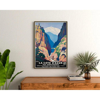 Affiche Côte d’Azur et ses montagnes Vintage