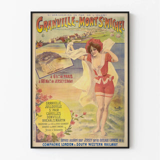 Affiche Granville vintage – Excursions vers Jersey et le Mont-Saint-Michel