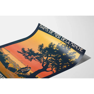 Affiche Hauteville-sur-Mer vintage – Bains de mer près de Granville