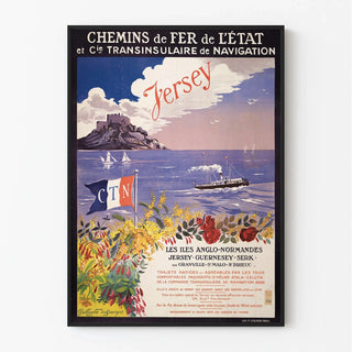 Affiche Jersey vintage – Traversées maritimes vers les îles anglo-normandes