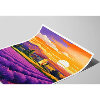 Affiche Provence Vintage au coucher du soleil