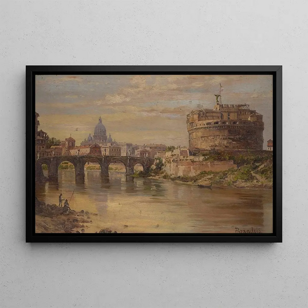 Vue du Tibre avec le château Saint-Ange et Saint-Pierre - Antonietta Brandeis — ingelijst kunstwerk aan de muur
