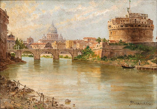 Antonietta Brandeis - Rome a View of Castel SantAngelo with St Peters Basilica in the Distance.webp