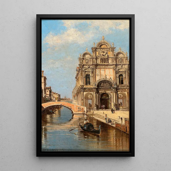Venetië, uitzicht op het Campo Santi Giovanni e Paolo - Antonietta Brandeis — ingelijst kunstwerk aan de muur