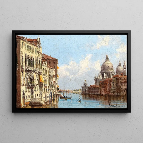 Venetië, uitzicht op het Groot Kanaal vanaf Santa Maria della Salute - Antonietta Brandeis — ingelijst kunstwerk aan de muur