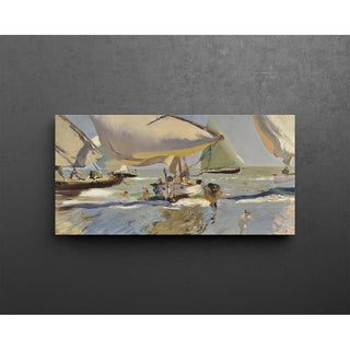 Barques sur la plage - Joaquín Sorolla | Reproduction Tableau Décoration murale affiche copie