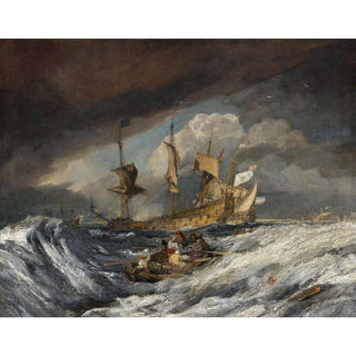 Bateaux transportant des ancres vers les navires de guerre hollandais - Joseph Mallord William Turner | Reproduction Tableau Décoration murale affiche copie