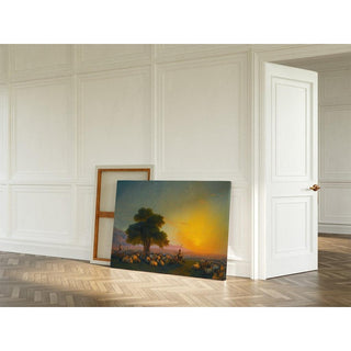 Bergers avec leur troupeau au coucher du soleil - Ivan Konstantinovich Aivazovsky | Reproduction Tableau Décoration murale affiche copie