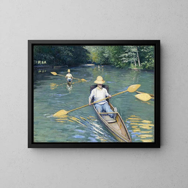 Reproductie van het schilderij van het Canoë schilderij op de rivier Yerres - Gustave Caillebotte