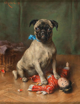 Carl Reichert - A Pug with a Japanese Doll.webp