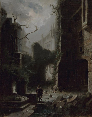 Carl Spitzweg - Moonlit Scene with Castle Ruins.webp