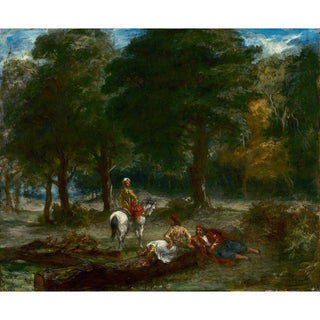 Cavalerie grecque au repos en forêt - Eugène Delacroix | Reproduction Tableau Décoration murale affiche copie