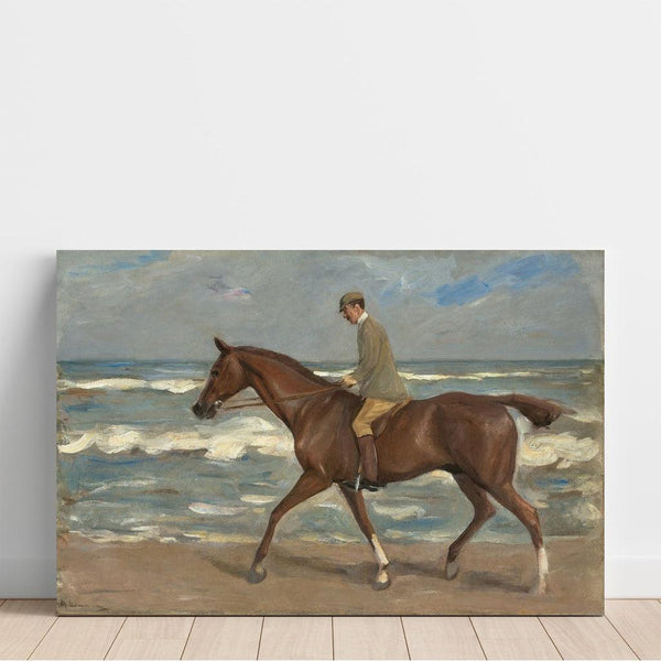 Reproductie van het schilderij ruiter op het strand links - Max Liebermann