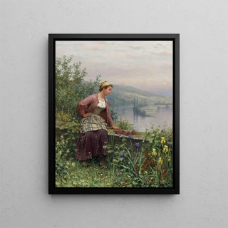 Daniel Ridgway Knight - Brittany Girl Overlooking A Stream.webp