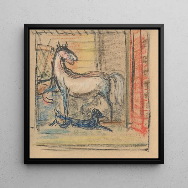In de stallen - Arnold Peter Weisz-Kubnan — ingelijst kunstwerk aan de muur