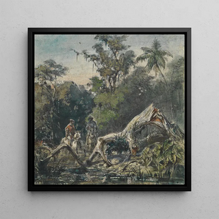 Deux cavaliers au bord de la rivière avec une branche cassée - Ferdinand Keller