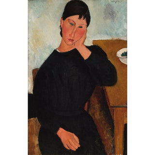 Elvire assise, accoudée à une table - Amedeo Modigliani | Reproduction Tableau Décoration murale affiche copie