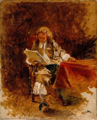 Ernest Meissonier - Study of a Seated Cavalier Reading.webp