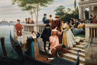 Eugen von Blaas - Arriving For The Ball Murano.webp