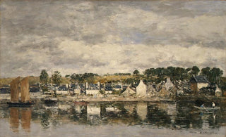 Eugne Boudin - Village by a River.webp