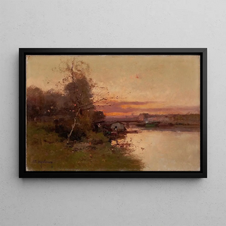 Eugne GalienLaloue - River at Sunset.webp
