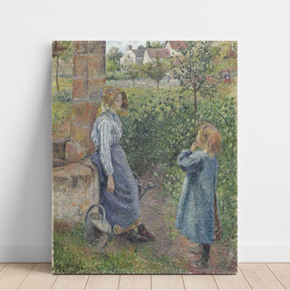 Femme et enfant au puits - Camille Pissarro | Reproduction Tableau Décoration murale affiche copie
