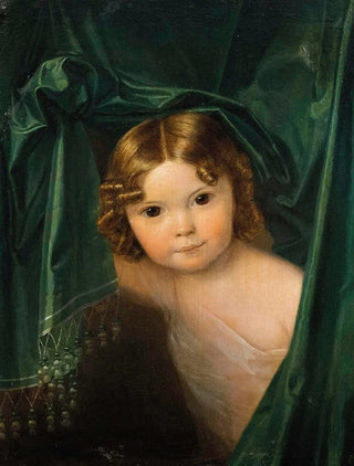 Ferdinand Georg Waldmller - Mdchen unter grnem Vorhang.webp