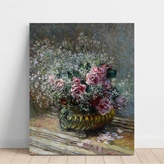 Fleurs dans un Pot Roses et Brouillard - Claude Monet | Reproduction Tableau Décoration murale affiche copie