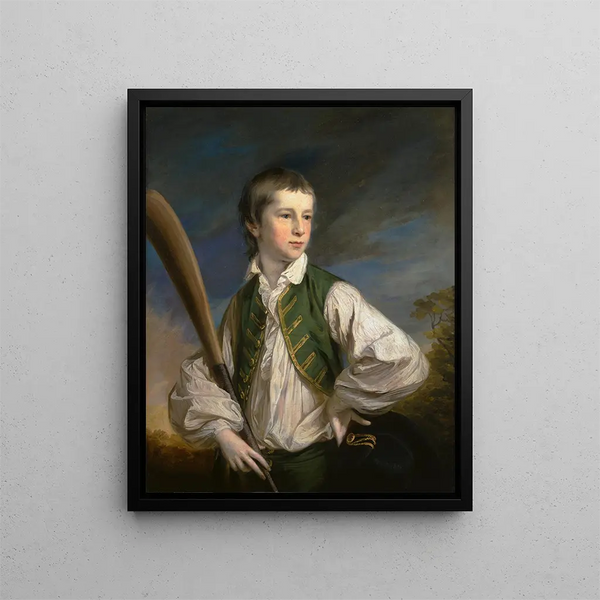 Charles Collyer en jongen met een honkbatsel - Francis Cotes — ingelijst kunstwerk aan de muur