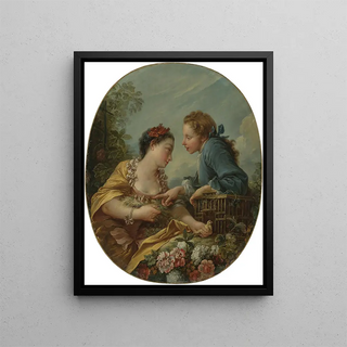 Franois Boucher - A Young Woman And Youth Placing Young Birds In A Cage the Bird Nesters.webp