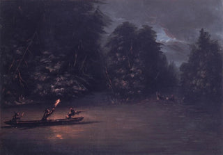 George Catlin - Deer Hunting By Torchlight In Bark Canoes.webp