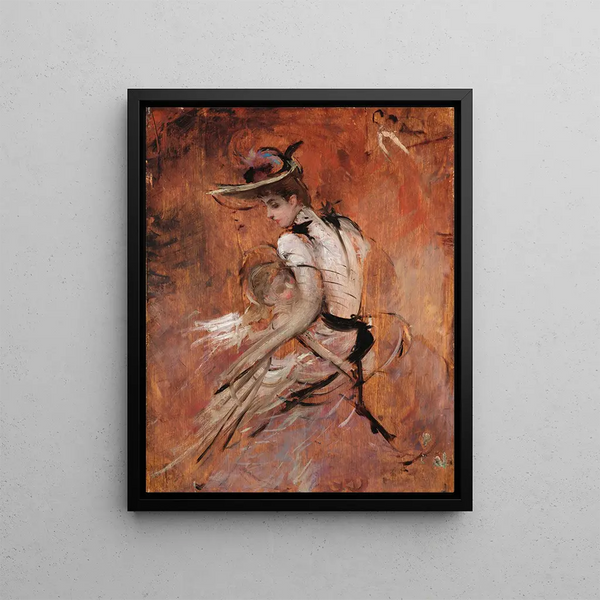 Een jonge moeder met hoed - Giovanni Boldini — ingelijst kunstwerk aan de muur