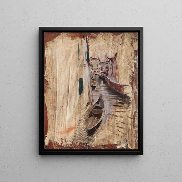 Uitzicht op een Venetiaans kanaal - Giovanni Boldini — ingelijst kunstwerk aan de muur