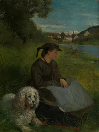 Hans Thoma - Agathe with white dog.webp