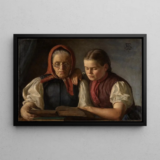 Hans Thoma - Mother and sister of the artist reading the Bible.webp