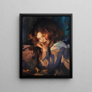 James Jebusa Shannon - Kitty by firelight.webp