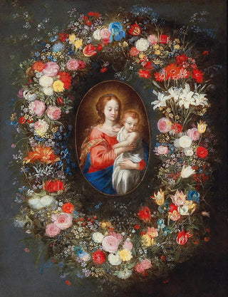 Jan Brueghel the Younger - The Madonna and Child surrounded by a floral garland.webp