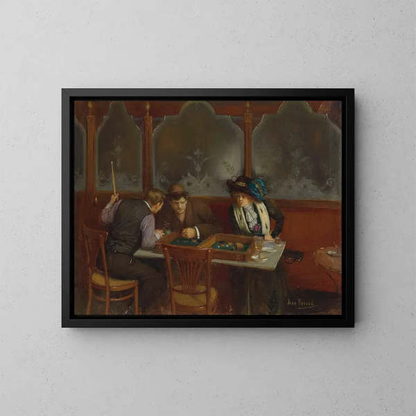 In het café - Jean Béraud — ingelijst kunstwerk aan de muur