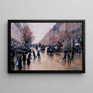 Jean Braud - Le boulevard Poissonire sous la pluie.webp