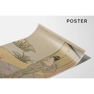 Jeune femme regardant un pot d'œillets - Suzuki Harunobu | Reproduction Tableau Décoration murale affiche copie