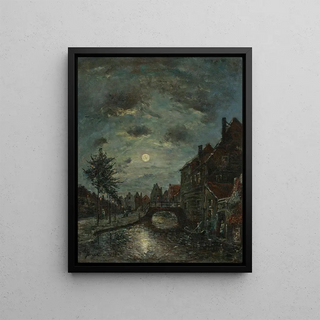 Johan Barthold Jongkind - Un canal interieur a Dordrecht Claire de Lune.webp