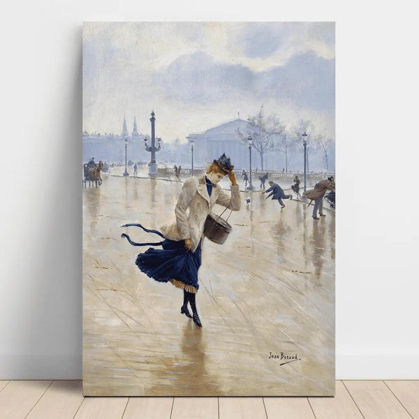 Reproductie van het schilderij Winderige dag op de Concorde-plein - Jean Béraud