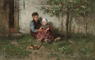 Jozef Israls - Children Playing with a Toy Wagon.webp