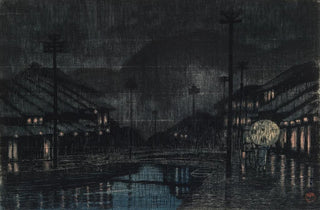 Kawase Hasui - Evening Rain in Tajima Kinosaki.webp