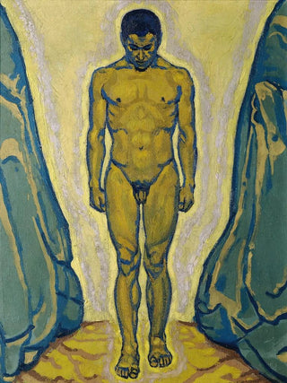 Koloman Moser - Stehender Jnglingsakt zwischen Felsen.webp