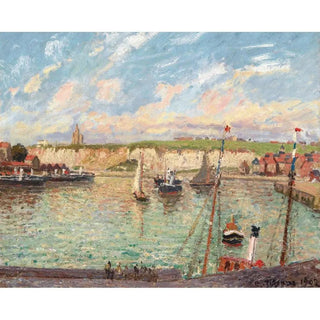 L’Avant-port de Dieppe, après-midi, temps lumineux - Camille Pissarro | Reproduction Tableau Décoration murale affiche copie