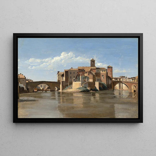 Reproductie van het schilderij L'Île et le pont San Bartolomeo, Rome - Jean-Baptiste-Camille Corot