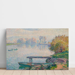 L'étang de Saint-Pierre, pêcheur et barques - Henri Lebasque | Reproduction Tableau Décoration murale affiche copie